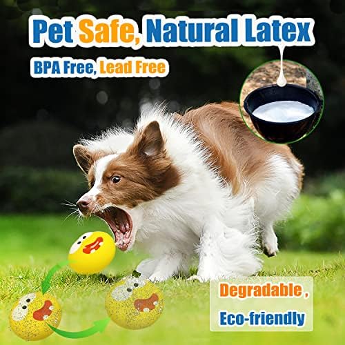HOLYSTEED 3.3" Latex Squeaky Dog Toy for Large Dog, Medium Breed, Flat Ball