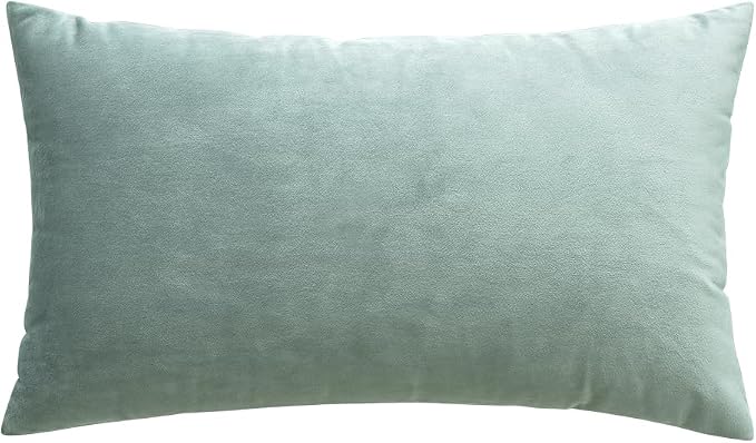 MIULEE 12x20 Inch Lumbar Velvet Throw Pillow Cover Set of 1 Blue Grey | Soft Luxury Decorative Throw Pillow Cover, Single Rectangle Cushion Case, Home Decor for Chair Couch Sofa Bedroom Car Bed