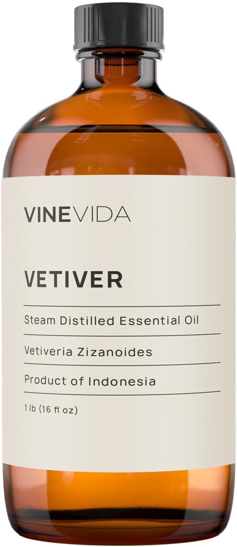 VINEVIDA Vetiver Essential Oil 16 oz - Undiluted for Candle Making, Soap Making