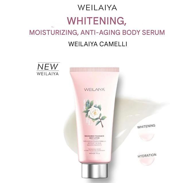 Weilaiya Niacinamide Body Lotion for Women – Brightening & Hydrating Moisturizer with Camellia Oil, Long-Lasting Floral Scent, Smooth Radiant Skin, Non-Sticky, Anti-Aging, Non-Comedogenic