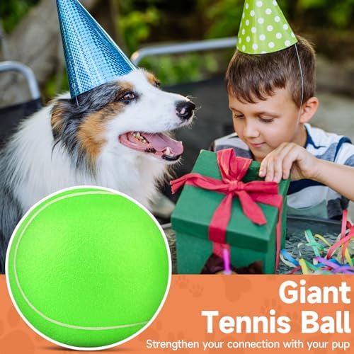 QDAN Tennis Ball for Dogs, 9.5 Inch Large Big Dog Toys Herding, 9.5 Inch