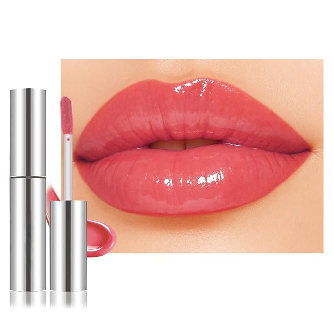 Full-On Plumping Liquid Lip Gloss, Pink Hydrating Lip Plumper Lip Blam Lipstick, High-Shine Tinted Formula for Fuller, Nourishes, Moisturizes & Softens Lips, Cruelty-Free (Pink)