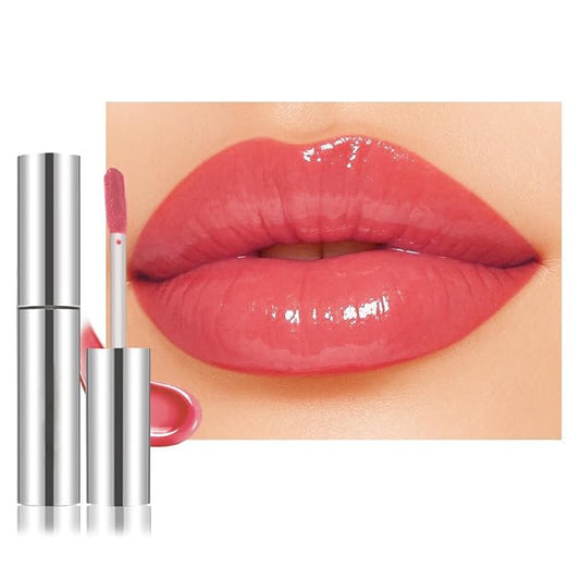 Full-On Plumping Liquid Lip Gloss, Pink Hydrating Lip Plumper Lip Blam Lipstick, High-Shine Tinted Formula for Fuller, Nourishes, Moisturizes & Softens Lips, Cruelty-Free (Pink)