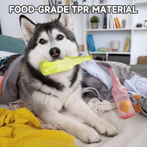 Water Bottle Dog Toy,Dog Toys for Aggressive Chewers,Water Bottle with Tennis Ball,Suitable for Small and Medium Pets to Exercise Outdoors(Yellow)