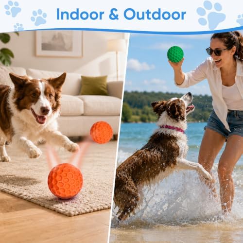 Squeaky Dog Balls for Aggressive Chewers 2 Pack, Interactive Dog Toys for Aggressive Chewers, Squeaky Balls for Dogs, Durable Dog Chew Toys for Medium Large Dogs, Funny Outdoor Dog Toys for Relax