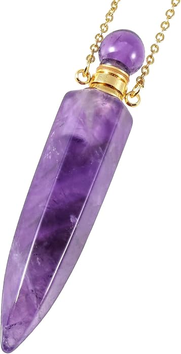 TUMBEELLUWA Crystal Perfume Bottle Necklace for Women Men | Faceted Crystal Point Necklace, Essential Oil Diffuser Vial Necklace, Openable Locket Bottle Jewelry for Daily Wear