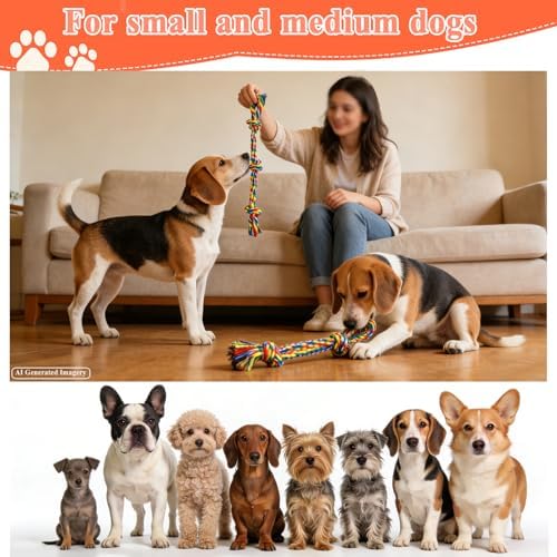 ASOCEA 5 Pack Dog Rope Toys Cotton Puppy Teething Rope