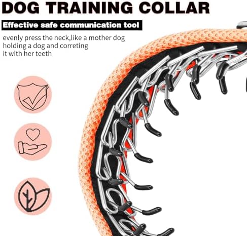 Martingale No Pull Dog Collar for Large Medium Small Dogs, Heavy Duty Nylon Adjustable Reflective Anti Pull Slip Collar with Buckle for Training Walking Hunting S Orange