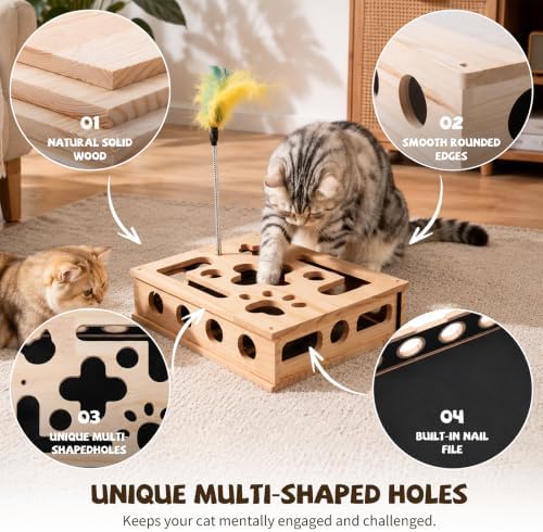 Cat Nail File Enrichment Box Scratch Puzzle Toy with Slot Lock Screws