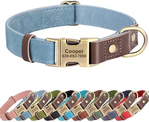 Personalized Dog Collars, Quick Release Buckle, Denim Blue,S