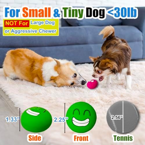 Latex Squeaky Dog Toys for Small Dogs & Tiny Breeds, 2.2" Flat Ball
