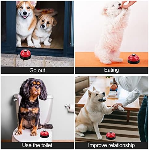 Comsmart Dog Puppy Cat Kitten Potty Training Bells, 2 Metal Dog Paw Print Bells with Non-Skid Rubber Base for Pet Interactive Game Toys Tell Bells, Service Bell for Hotel School Bar Shop Restaurant