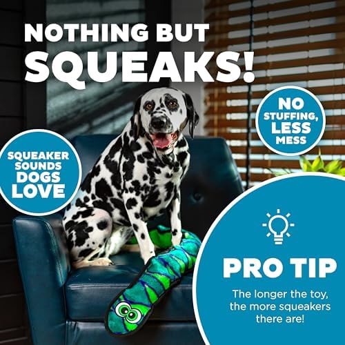 Outward Hound Durablez Tough Chew Plush Squeaky Dog Toy, Snake, 40"