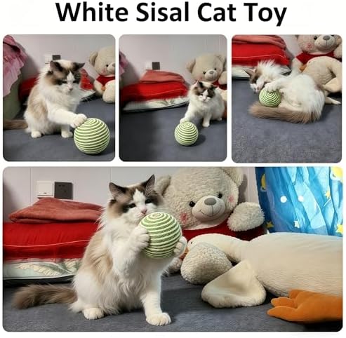 4-Inch Sisal Cat Toy Balls, Cat Toys for Indoor Cats, With Crinkle Sound