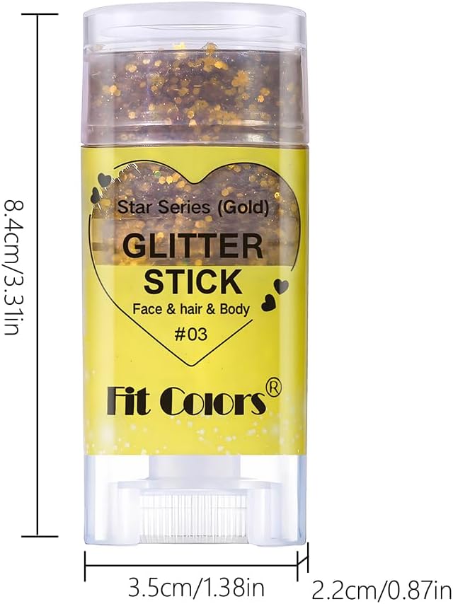 Waterproof St. Patrick’s Day Green/Purple Hair & Face Glitter Stick | Sparkling Gold Body Glitter Gel | Festival Rave Accessories for Women & Kids (#6)