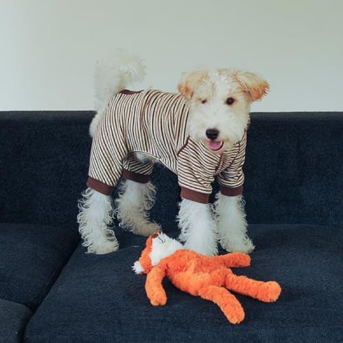 CHEWFFON Stuffless Fox Dog Toy, Squeaky & Crinkle Plush Treat Hiding Toy