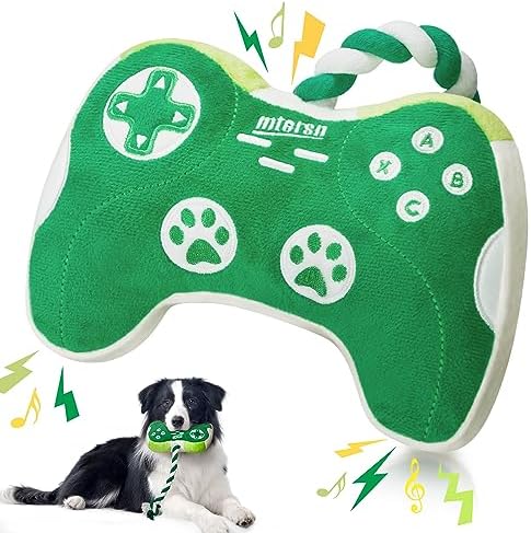 MTERSN Squeaky Dog Toys with 3 Squeakers for Interactive Playtime, Green