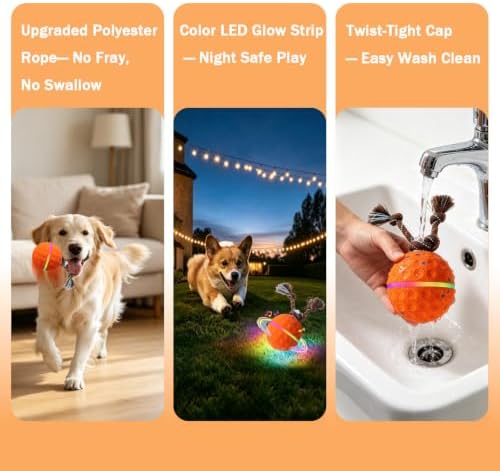 Interactive Dog Toy, 3 Modes Automatic Rolling Ball