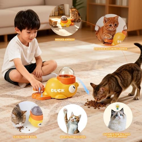 2PCS Duck Treat Dispenser for Dogs to Train Problem-Solving Skills,Dog Slow Feeder Puzzle Toy Prevents Bloating, Interactive Treat Dispensing Toy for Small Cats, Dogs