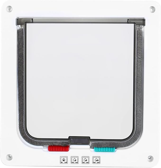 Lockable M Size Pet Cat Small Dog Flap Door 4-Way Smart Locking