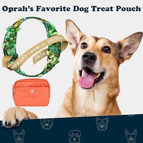 Puppington 3-in-1 Crossbody Bag & Dog Treat Pouch for Pet Training - Matching Poop Bags & Built-in Poop Bag Dispenser - Zippered Pockets - Dog Walking Bag for Office to Off-Leash (Poppy Orange)