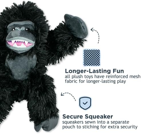 Tall Tails Gorilla Rope Body Dog Toy – Durable Plush Squeaky Dog Toy for Snuggling & Play