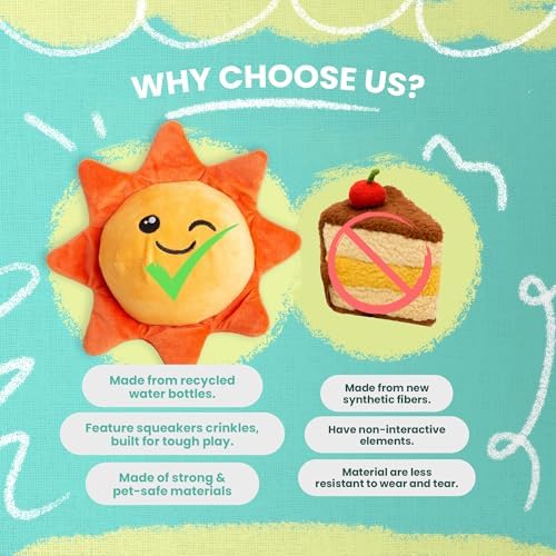 SnugArooz: Sweet Sunshine - 2-in-1 Dog Toy, Ball Hidden in The Plush, Soft Sun Character, Squeak-Crinkle, Pet Multi-Sensory Play, Cuddle-Fetch-Chew