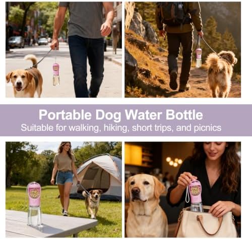 Portable Dog Water Bottle with Food Container, Drinking Bottle for Travel