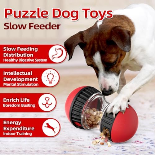 Mankoda Interactive Dog Puzzle Toy, Rolling Treat Dispenser Slow Feeder