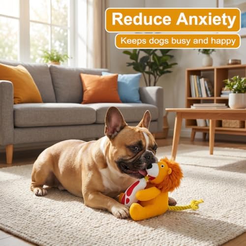 Durable Squeaky Plush Rope Dog Tug Toy for Large Aggressive Chewers