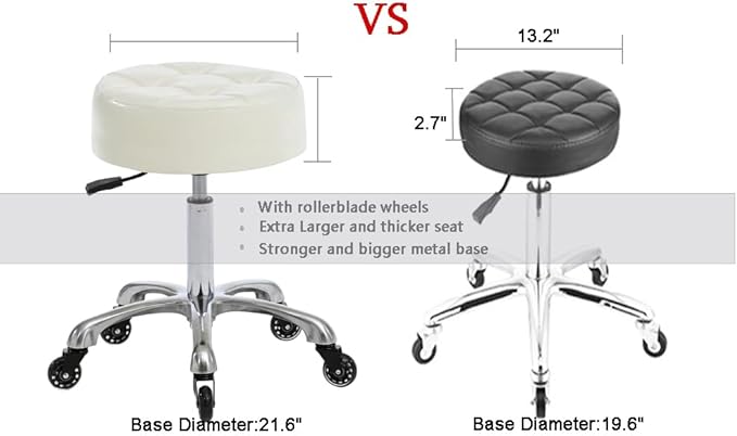 Salon Stylist Stool, Adjustable Height 24-30 inches Swivel Seat, Ivory, AM-ST108-B