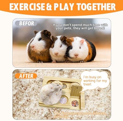 Hamiledyi Guinea Pig Foraging Toys Wooden Rabbit Toys Sniff n' Snack