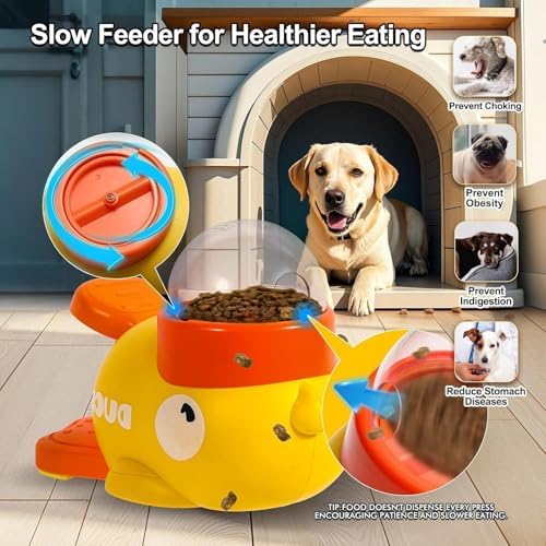Duck Cat Treat Dispenser, Little Yellow Duck Cat Toy Treat Feeder, Ducks Puzzle Feeder for Cats, Interactive Ducks-Shaped Puzzle Feeder for Dogs, Slow Feeder for Pet Eating & Iq Training (White)