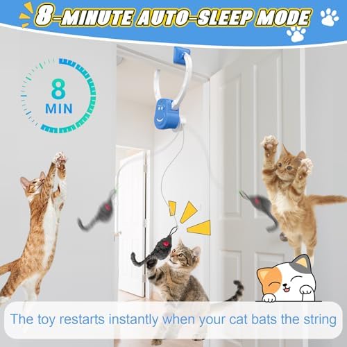 Motion Activated Clip-On Doorway Cat Toy, Rechargeable Automatic Hanging Interactive Toy, Indoor Chase & Play Enrichment Toy for Kittens, Adult Cats and Multi-Cat Homes