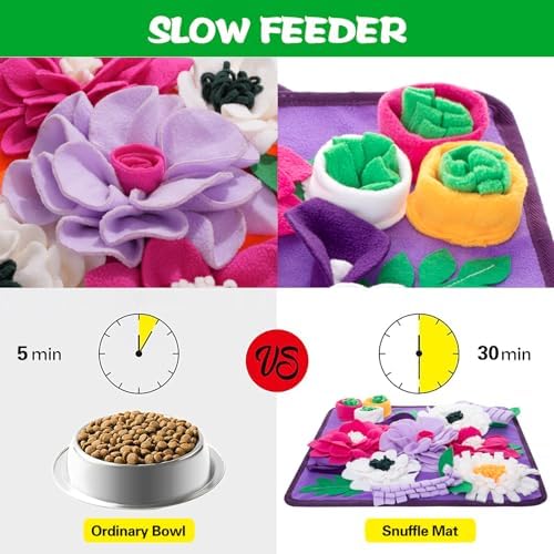 Snuffle Mat for Dogs,Dog Feeding Mat Sniff Mat Interactive Dog Puzzle Mat for Training and Stress Relief Encourages Natural Foraging Skills (Purple)