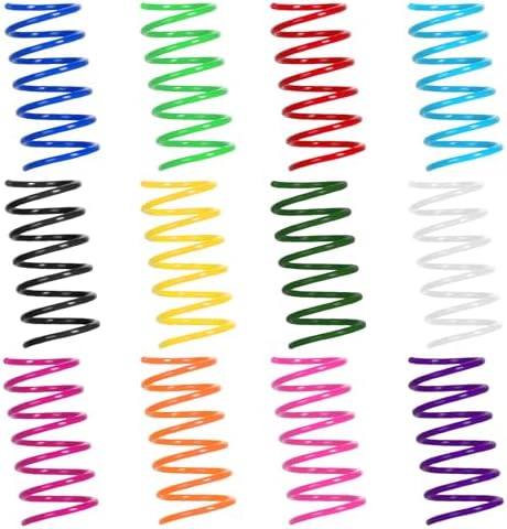 72 PCS 12 Colors Cat Spring Toys for Indoor Cats, Cat Kitten Toys Plastic Coil Spiral Springs for Swatting, Biting, Hunting