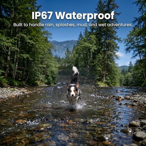 Gen 2 Dog Tracker No Subscription for Medium & Large Dogs, No Cell Service, 3-Level Virtual Fence, Up to 7-Day Tracker Battery, IP67 Waterproof, Reflective Collar, Remote Light & Sound