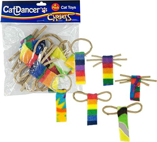 CAT Dancer Products Cat Chaser with Colorful Fleece, Interective Toy for Exercise (Pack of 6), 4 x 1.5 x 1 inches