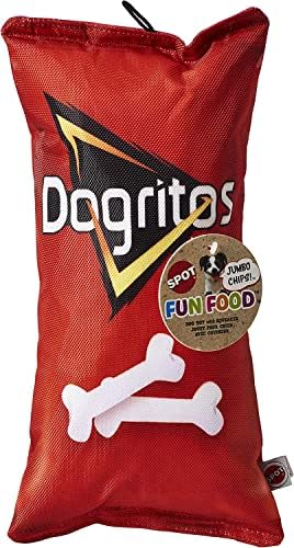 SPOT Fun Foods The Whimsical Dog Toy with Squeaker | Interactive Plush Chew and Squeak Toy for Small and Large Dog Breeds | Dogritos Bag, Large