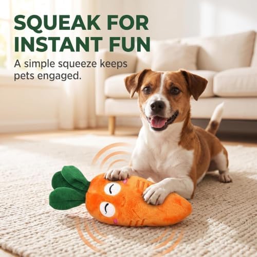 3 Pcs Orange Soft Puppy Pet Supplies Cute Carrot Plush Chew Squeaker Sound Squeaky Toys for Dog Cat Birthday Xmas Gifts