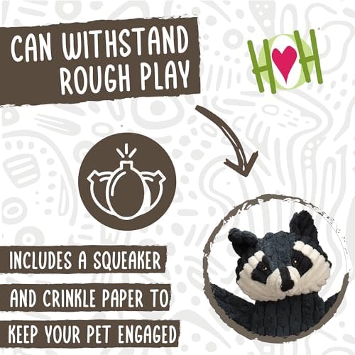 HuggleHounds Flatties - Dog Plush Toys to Keep Them Busy, Squeaky Crinkle Pet Toy for Medium and Large Dogs, Durable Stuffed Animal Toy - Reggie Racoon HuggleFlatties, Large
