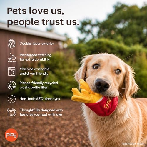 P.L.A.Y. Cute Plush Dog Toys - Fast Food Themed Durable Giggle Chew Toy, Great for Puppies & Small, Medium, Large Dog - Machine Washable, Recycled Materials (American Classic French Fries, X-Small)