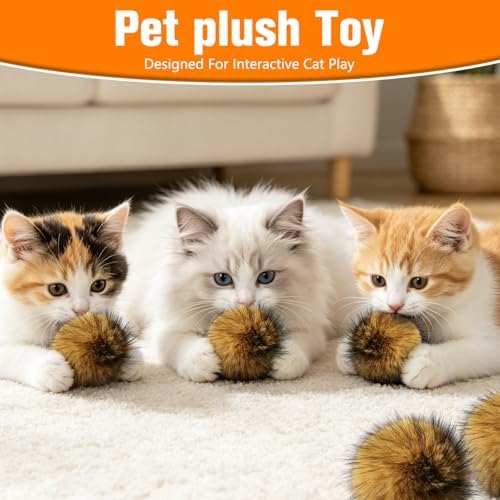 5PCS Cat Toy Faux Rabbit Fur Ball, Soft Fluffy Rabbit Fur Catnip Ball Cat Toys for Indoor Cats, Washable & Fun to Chase for Interactive Bonding
