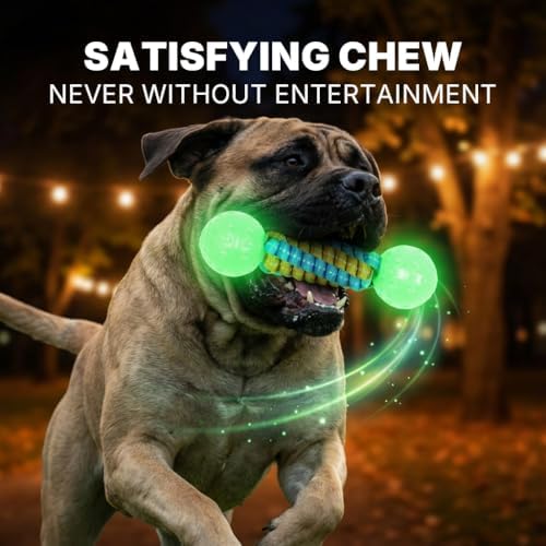 Knot Rope Dog Chew Toys, Glow in the Dark Dog Bone Toys, Dog Teething Toys