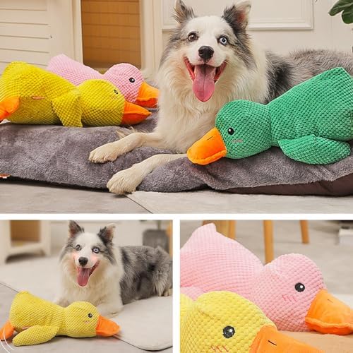 2026 New Mellow Calming Duck Dog Toy, Calming Duck Toy for Dogs, Interactive Toy with Quack Sound, Soft Plush Stuffed Calming Duck Pillow, Durable Stuffed Dog Puppy Toys for Puppy Keep Busy (2Pcs C)