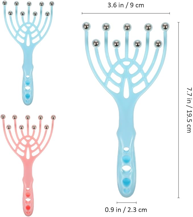TEHAUX 2 Pack Handheld Scalp Massager 9 Rolling Balls Manual Head Massager Tool for Head Massage Neck Shoulder Hair Comb Use Portable Relaxation for Home Office Spa
