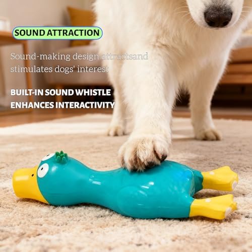 6.7" Squeaky Latex Dog Toy gripping, Cute Little Chicken Rubber Toy for Chewing and Grinding Teeth Interactive Play for Small Medium Dogs -(1Pcs Blue)