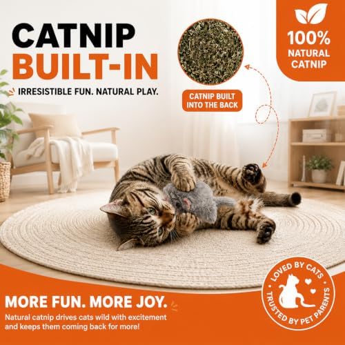 BABORUI Interactive Cat Toy Flying Mouse, Gray Mouse