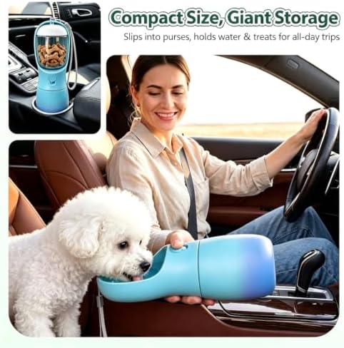 Dog Water Bottle Puppy Essentials, Portable Filtered Dispenser with Travel Dog Food Storage Container, Pet Supplies Gifts Stocking Stuffer Treat Pouches for Pet Training Outdoor Walking Hiking Camping