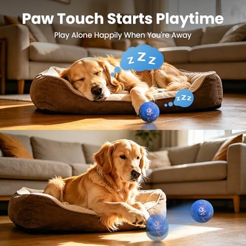 Smart Interactive Dog Toys - Auto Bouncing & Rolling Ball, 3 Interactive Modes, Chew-Resistant E-TPU Material, IPX7 Waterproof, Smart Chase Pet Toy Ball for Medium and Large Dogs - Blue